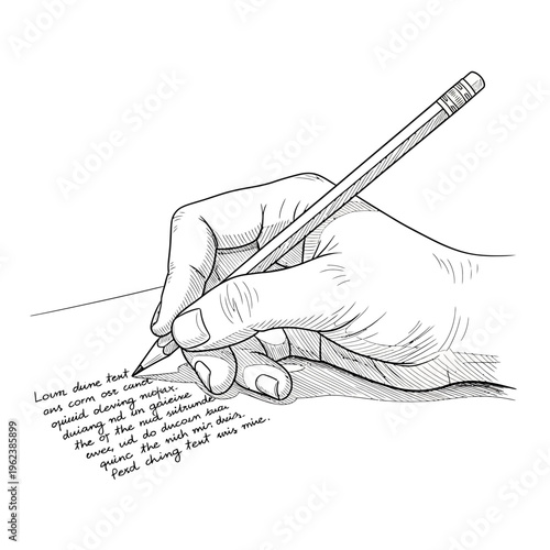 Hand Writing Text With Pencil On Paper