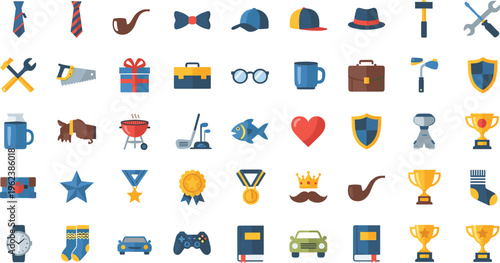 Collection of colorful icons for business, hobbies, and lifestyle