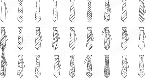 Collection of stylish neckties in various patterns and designs