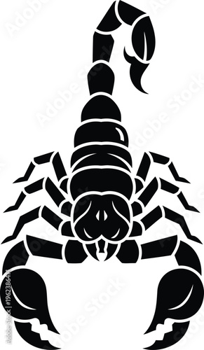 Black scorpion silhouette on white background
