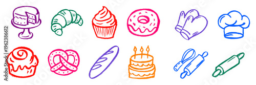 Cake Shop Related Icon Crayon Chalk Drawing Vector