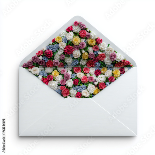 Envelope with Flowers Romantic Concept