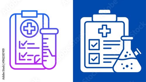 Medical Laboratory Test Results and Clipboard Icons Set