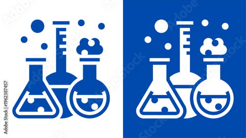 Chemistry Laboratory Glassware Icon Set for Science and Research