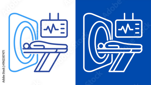MRI and CT Scanner Medical Diagnostic Imaging Line Art Icons