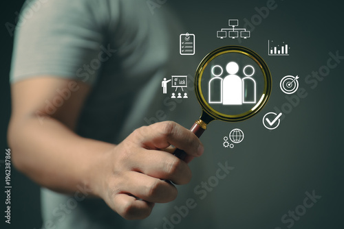 Recruiting resources and labor management (Recruiting and Staffing) Search for people with potential. To hire for an organization, selecting a list of applicants, interviewing, hiring.