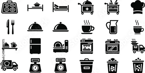 Collection of kitchen and household icons