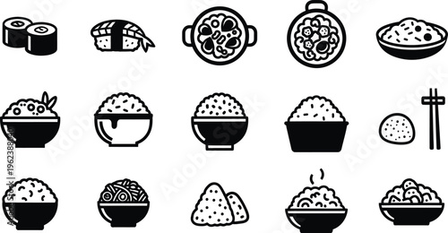 Variety of Japanese food icons