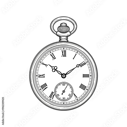 Vintage Pocket Watch with Roman Numerals, Antique Timepiece, Classic Accessory