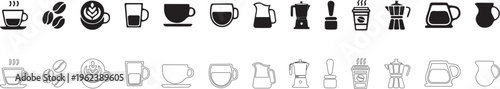 Coffee Pack. Drink vector icon set.