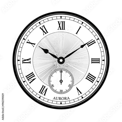 Vintage Aurora Pocket Watch with Roman Numerals and Subdial