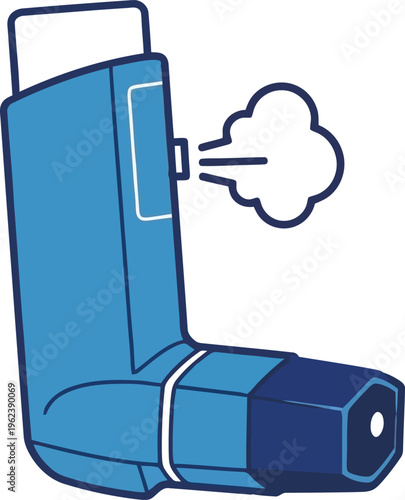 Asthma inhaler device with medication aerosol cloud