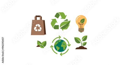 Sustainable Living & Eco-Friendly Cycle: Recycling, Green Energy, and Environmental Growth Concept