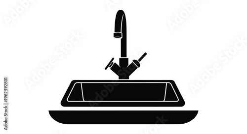 Silhouette of a black satellite dish with a large antenna on a flat surface