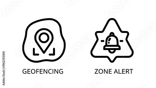 Geofencing location tracking and zone alert icons