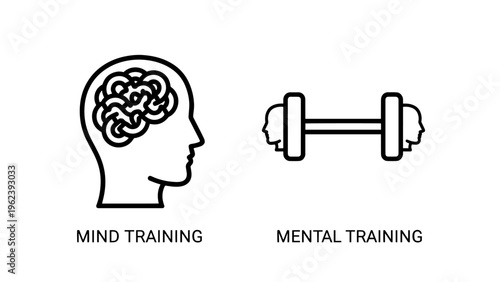 Brain fitness and strength training concept icons