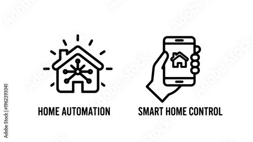 Smart home networked house and mobile control icons