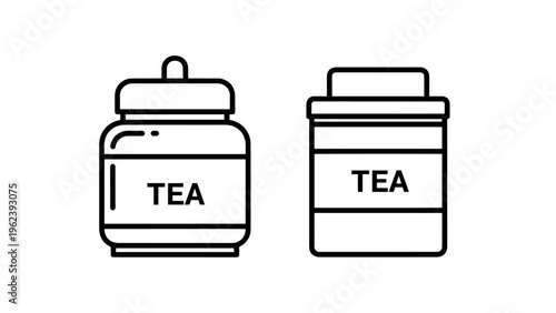 Tea caddy containers icon set with two simple icons representing tea containers