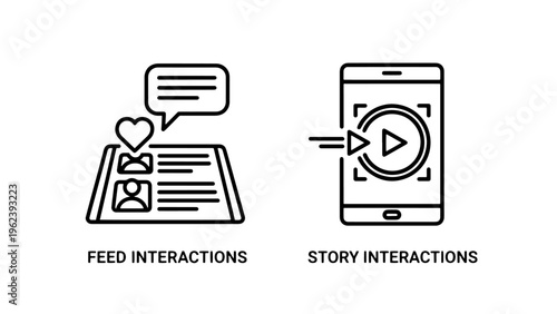 Social media feed and story interaction icons