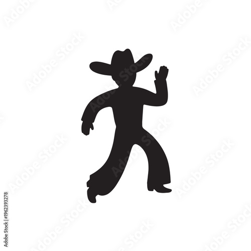 Vector illustration of a black silhouette of a jumping man and boy in action with a woman running and a soccer player jumping for a ball in a sports art style