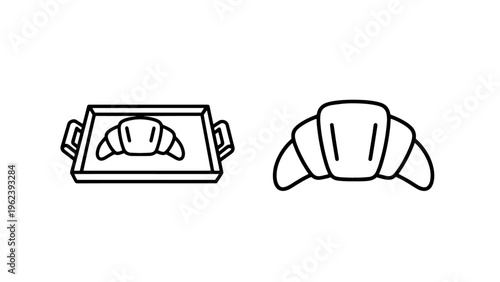 Croissant on tray and single croissant icons with perfect for bakery, food