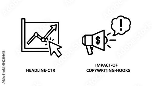 Click through rate and copywriting impact icons