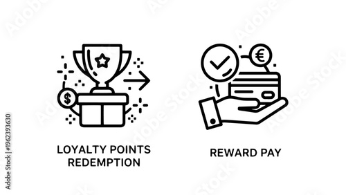 Loyalty points redemption and reward pay icons