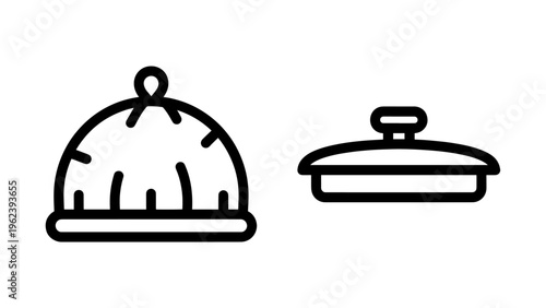 Shower cap and pot lid icons