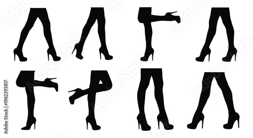 Collection of female leg silhouettes in various high heel poses