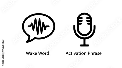 Wake word and activation phrase icons for voice commands