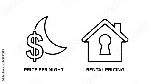 Price per night and rental pricing icons for accommodation