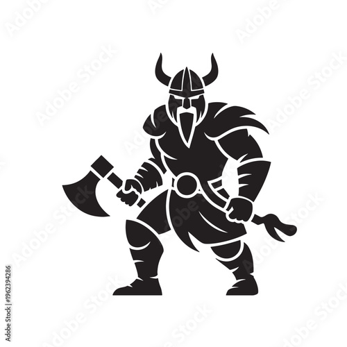 Funny black and white cartoon vector illustration of a happy bull and a man wearing a monster hat in a cute fantasy art style