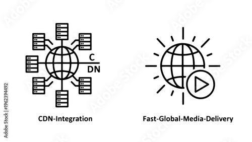 Cdn integration and fast global media delivery web service icons