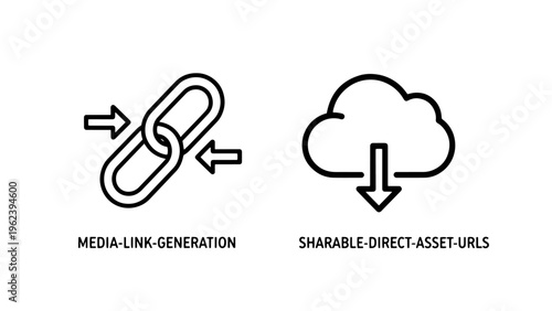 Media link generation and sharable direct asset urls icons