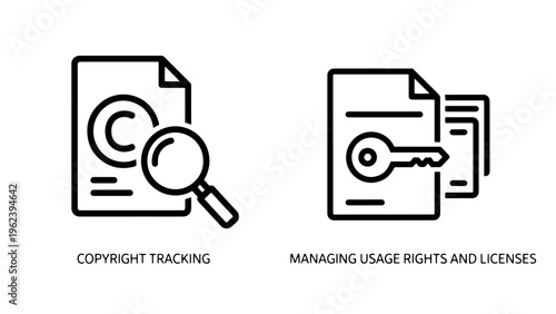 Copyright tracking and digital rights management icon set