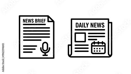 News brief daily information and journalism icons