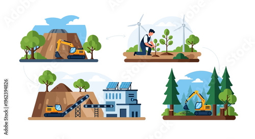 Environmental Impact & Sustainable Solutions: Resource Extraction, Industrial Processing, Reforestation
