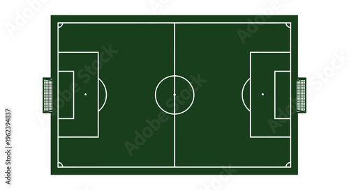 Green soccer field with white markings silhouette