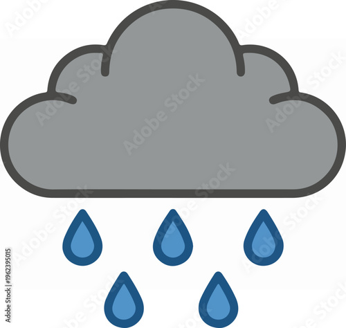 Cloudy weather illustration with raindrops falling from the sky.