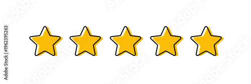 5 yellow stars with black offset outline stroke