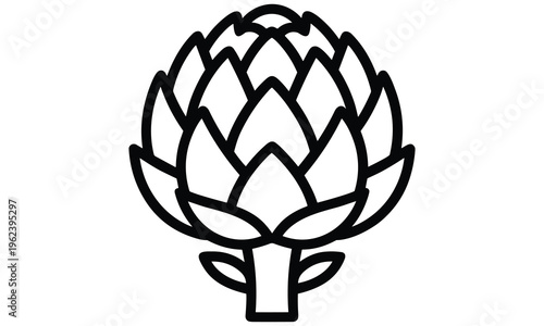 Artichoke vector illustration with bold black lines on white background