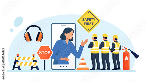 OSHA service. Occupational safety regulations and health inspection. Worker security protection policy. Online safety rules, briefing. Government public service protecting worker from health hazards