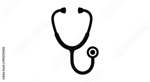 Stethoscope silhouette medical tool for doctor diagnosis and patient health checkup
