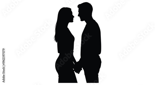 Romantic couple silhouette sharing a tender moment
