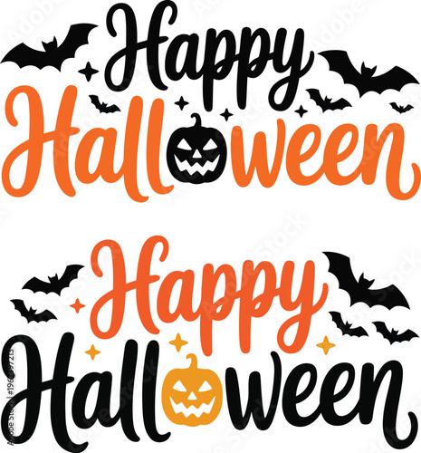 Halloween greetings with bats and pumpkins