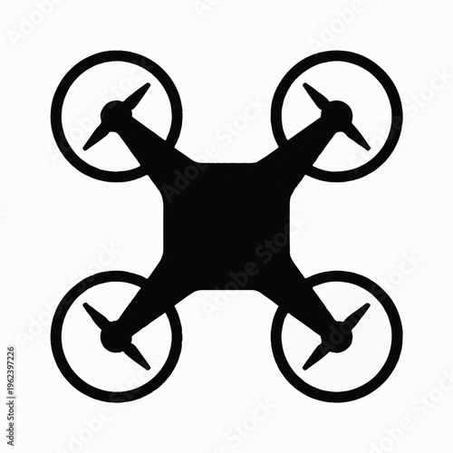 Black silhouette of a quadcopter drone aerial vehicle