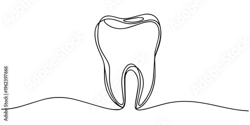 Cracked Broken Tooth Continuous One Line Drawing Dental Cavity Decay Oral Problem Concept Vector