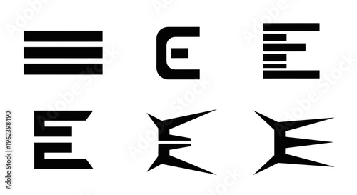 Collection of six futuristic equal signs in various designs
