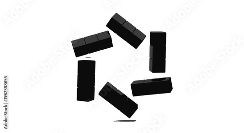 Black cylindrical objects arranged in a circular pattern