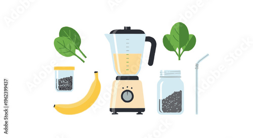 Blender with Fruits and Powder Ingredients.